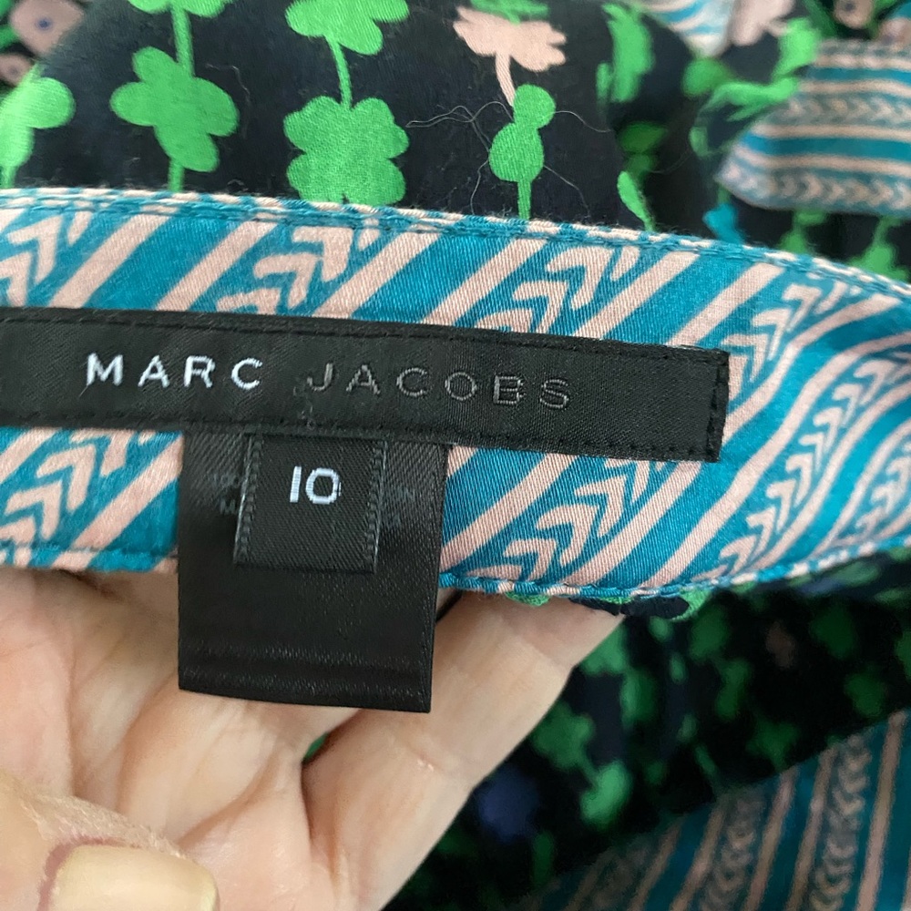 Marc Jacobs Floral Tiered Midi Skirt in Green with Pink Accents - Picture 4 of 4